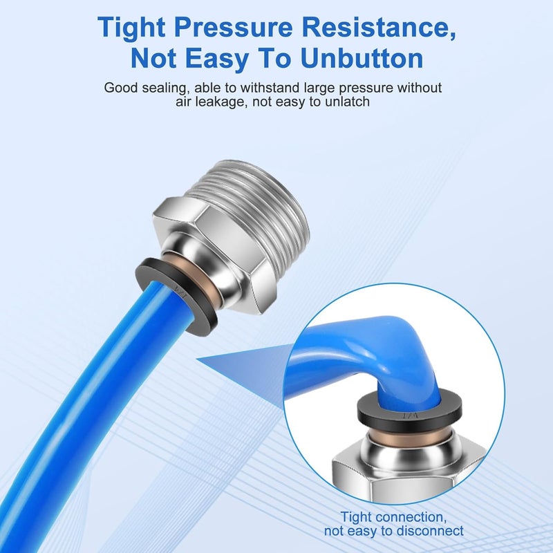 cnaodun 12 Pcs Push to Connect Fittings 1/4 Inch Tube OD x 3/8 Inch NPT Thread Pneumatic Male Straight and Elbow Quick Connect Air line fittings - Image 4